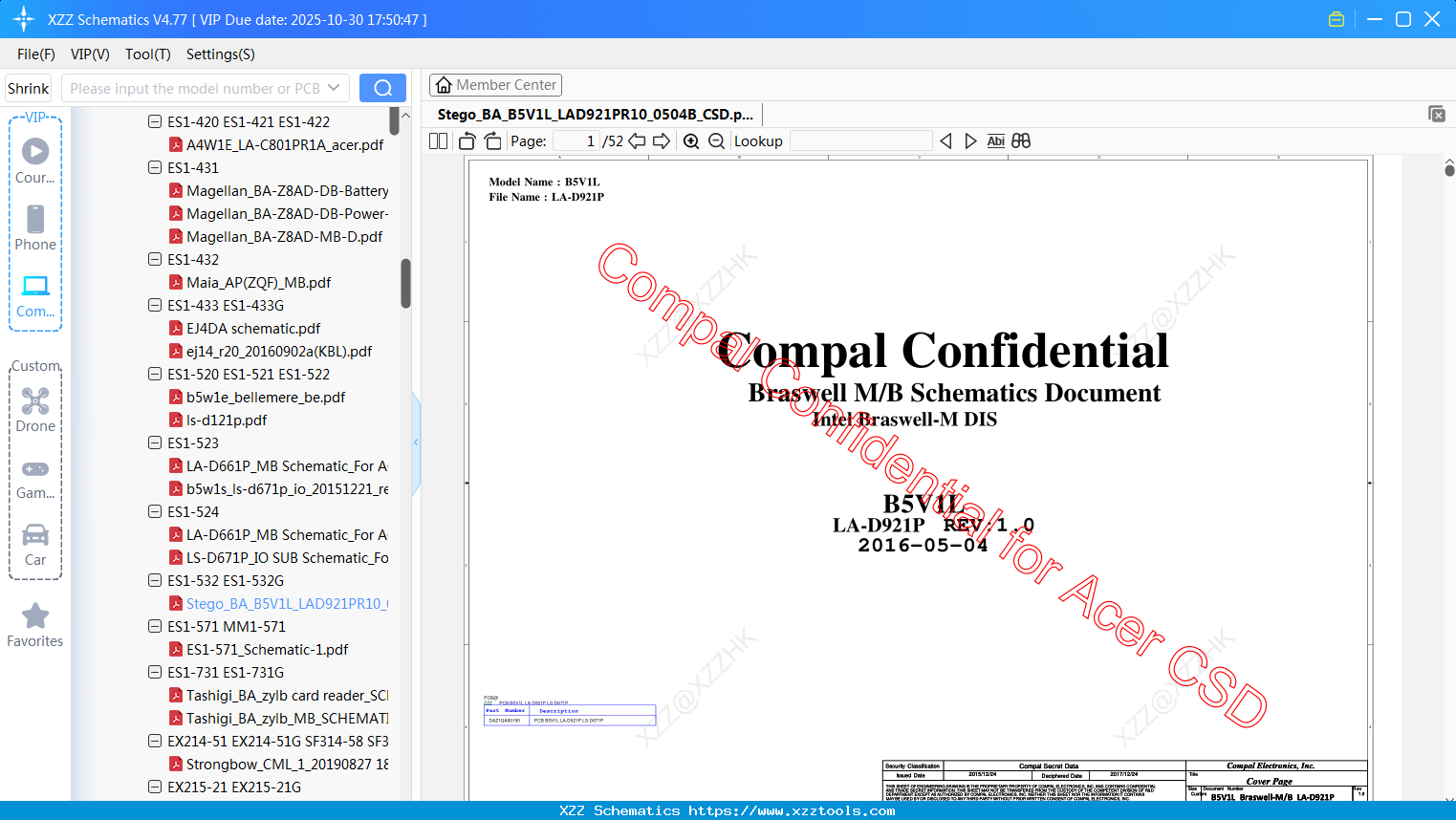 Laptop ACER Stego_BA_B5V1L_LAD921PR10_0504B_CSD